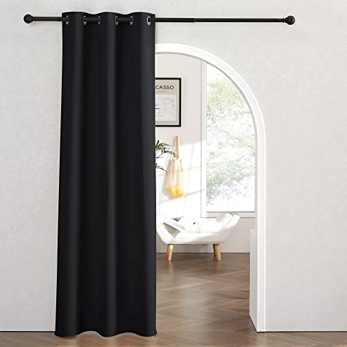 RYB Home Blackout Curtains Thermal Insulating Privacy Temporary Door Curtains for Bedroom Closet Doorway Accordion Door Interior Living Room Kids Nursery Dining, Wide 60 x Long 90 inch, Black - color: Black, size: 60"W x 90"L (Pack of 1)