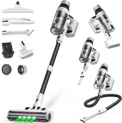 Cordless Vacuum Cleaner, 55Mins Vacuum Cleaners for Home, 15-in-1 Self-Standing Stick Vacuum with LED Light, Anti-Tangle & Wall Mount Charge, Lightweight Vacuum for Hard Floors Carpets Pet Hair