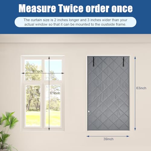 Window Insulation for Summer Heat - 39*63in Black Out Window Cover, window ac insulation,rv window insulation,Soundproof Curtains, Oxford Cloth and Cotton Fiber Filled
