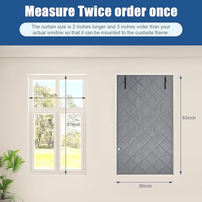 Window Insulation for Summer Heat - 39*63in Black Out Window Cover, window ac insulation,rv window insulation,Soundproof Curtains, Oxford Cloth and Cotton Fiber Filled