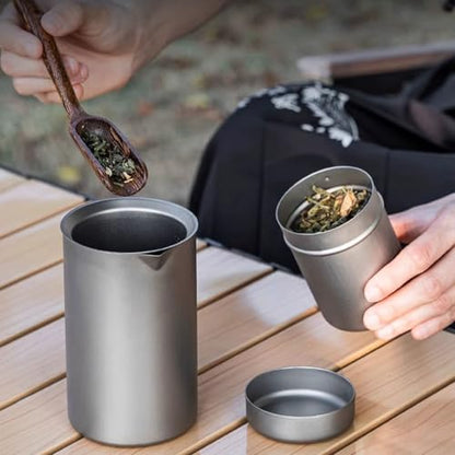200ml Titanium Tea Canister Portable Travel Storage Box Lightweight Spice Jar Loose Leaf Coffee Herbs Small Capacity Carry-On Container Camping, Car, Outdoor RT1039T (1 pc)