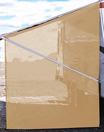 Tentproinc RV Awning Side Shade Screen 9'X7' - Beige Mesh Screen Sunshade Complete Kits Camping Trailer Canopy UV Sun Blocker - 3 Year Warranty - color: Beige