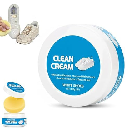 White Shoe Cleaner Cream, Multipurpose No-Wash Solid Cleaning Paste with Sponge Removes Stains & Dirt (blue)