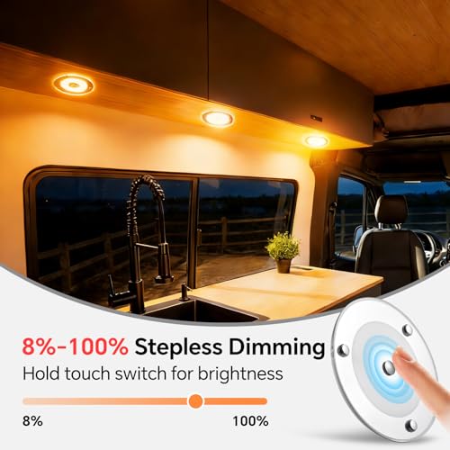 2 Pack 12V LED Ceiling Dome Light 400LM, 4.75" Dimmable Interior Light for RV Boat Camper Van Travel Trailer Truck Sailboat Interior Lighting,Surface Mount & Touch Switch (Warm White) - color: 4.75" Warm White