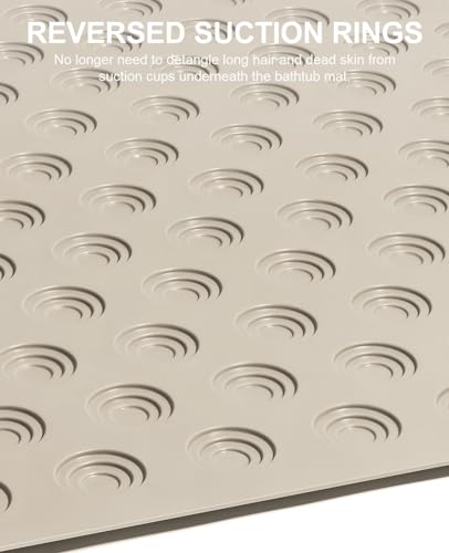 OTHWAY No Suction Cup Bath Mat: 39x16inch Extra Long Bathmat│Perfect for Refinished Bathtub Mat│Made of Nature Rubber│a Blessing for the Elderly and Children (Brown) - color: F-brown