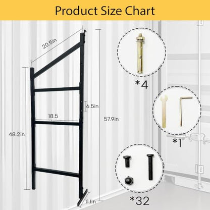 Shipping Container Shelving - 21in*58in, Industrial Cargo Trailer Shelving, Porous Adjustable interlayer spacing, Suitable for Container, Storage, Garage,Easy Installation（4-PCS） - size: 21(W)*58(H) inch - 4PCS
