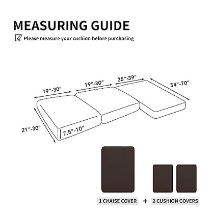 Easy-Going 100% Waterproof 3 Pieces Couch Cushion Covers for Sectional Sofa Left/Right L Shape Chaise Lounge Sofa Seat slipcover Anti-Slip Sofa Cover (2 Seater + 1 Chaise, Chocolate - color: Chocolate, size: 2 Seater + 1 Chaise