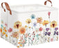 NTAOHAMPER Boho Flower Nursery Basket ,Fall Wildflower Storage Bin with Handles for Your Baby and Lover to Load Your Love into it(Flower) - color: Flower