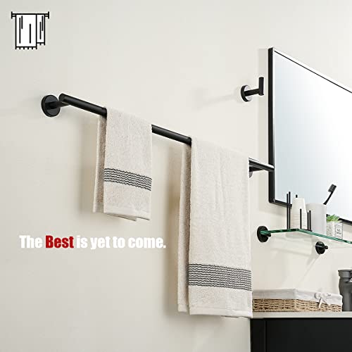 JQK Black Bath Towel Bar, 33 Inch 304 Stainless Steel Thicken 0.8mm Towel Rack Bathroom, Towel Holder Matte Black Wall Mount, Useable Length 30 Inch 2 Pack, TB110L30-PB-P2 - color: Black, size: 33 Inch (2 Pack)