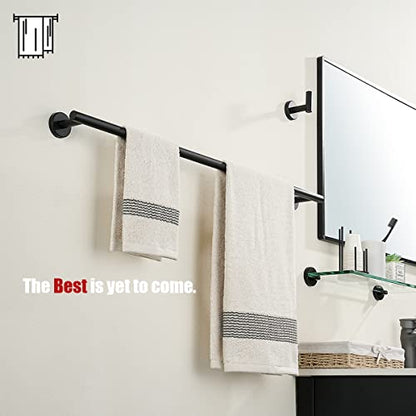 JQK Black Bath Towel Bar, 33 Inch 304 Stainless Steel Thicken 0.8mm Towel Rack Bathroom, Towel Holder Matte Black Wall Mount, Useable Length 30 Inch 2 Pack, TB110L30-PB-P2 - color: Black, size: 33 Inch (2 Pack)