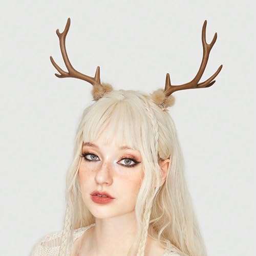 2PCS Clear Christmas Antler Hair Clip Festival Headwear For Woman Kids Bangs Taking Photo Shopping Travel Anti Slip Reindeer Antler Hair Clips Reindeer Hair Clips Reindeer Antler Hair Clips Kids Hair