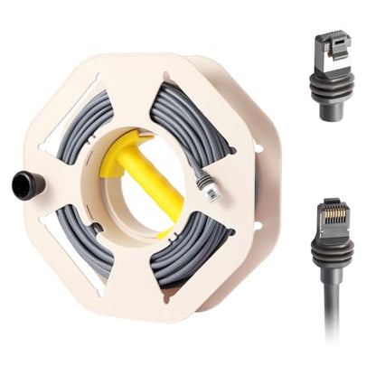 100FT Starlink Gen 3 Cable with Spool Organizer, Durable Waterproof Extension Cable for Starlink V3 Rectangular Dish (30.5M) - style: with spool