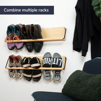 Wall Mounted Shoe Rack - A Wooden, Modern, Slim, and Small Shoe Storage Solution for Shoes and Boots in Narrow Spaces, entryways, or hallways. (30-in-Wide) - size: 30-in-wide (Single)