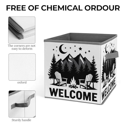 Welcome To Camping Foldable Storage Box with Handle Organizer Containers for Home Office Clothes Office Supplies - color: style-8