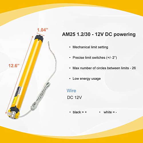 12V DC Hardwired RV Shade Motor Replacement RV Blind Motor,Window Shade Motor Build in Limit Switch and Adjust by Allen Wrench