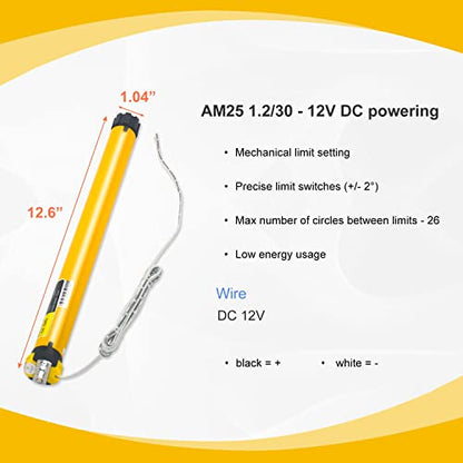 12V DC Hardwired RV Shade Motor Replacement RV Blind Motor,Window Shade Motor Build in Limit Switch and Adjust by Allen Wrench