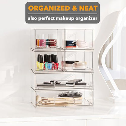 SpaceAid Bottle Storage Organizer Baby - Acrylic Bottles Station Organizer Container, Stackable Clear Drawers for Countertop, Vanity, Bathroom, Cabinet, Pantry Organization, 6 Pack, 4S2L, 15.6"H - size: 15.6"H, 6 Pack, 4S2L