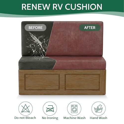 FUANGUI RV Dinette Cushion Covers Stretch Camper Cushion Cover Booth Seats Replacement RV Cushion Covers Washable Sofa Furniture Protector - color: Crackle-wine