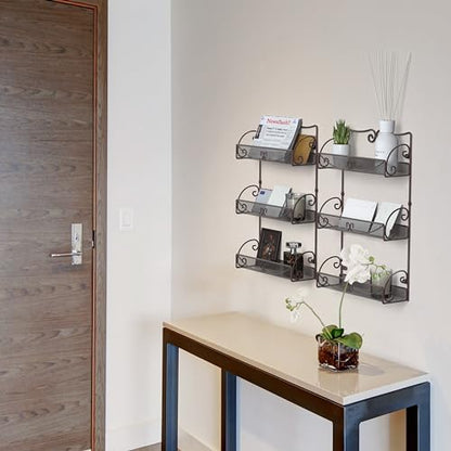 Deco Brothers 3 Tier Wall Mounted Hanging Spice Rack, Bronze, 2 Pack - size: 2-Pack