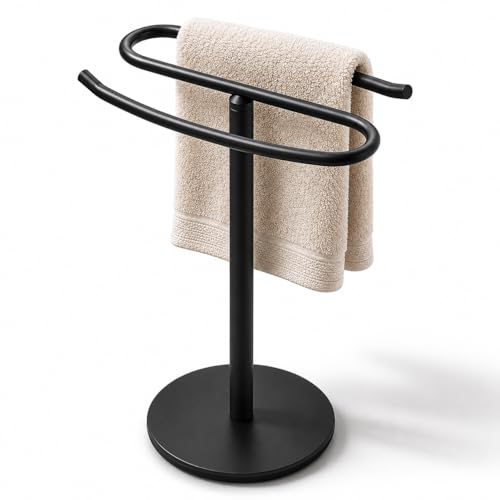 Matte Black Hand Towel Holder Stand,13 Inch Free-Standing Towel Rack, SUS304 Stainless Steel Towel Bar Rack Stand, Tower Bar for Bathroom Kitchen Vanity Countertop… - color: Matte Black