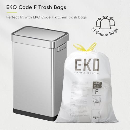 EKO Deluxe Mirage-T 50 Liter / 13.2 Gallon Touchless Rectangular Motion Sensor Trash Can, Matte Stainless Steel Finish - size: Deluxe 50L - Stainless Steel