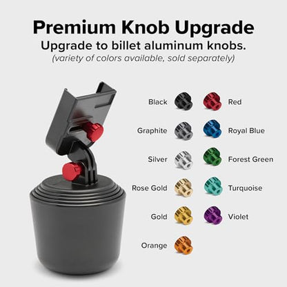 WeatherTech CupFone with Solid Billet Aluminum Knobs - Rose Gold, Adjustable Phone Holder for Smartphones, 360 Rotatable Base, Easy Charging Access - color: Rose Gold Billet Knobs, size: Regular