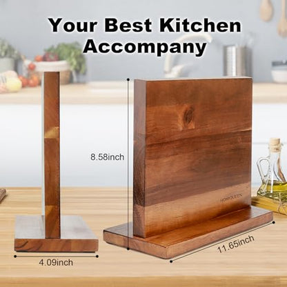 Magnetic Knife Block Double Sided Magnetic Knife Holder Rack with Strong Enhanced Magnets Acacia Wood Magnetic Knife Storage Stand - color: Acacia Wood