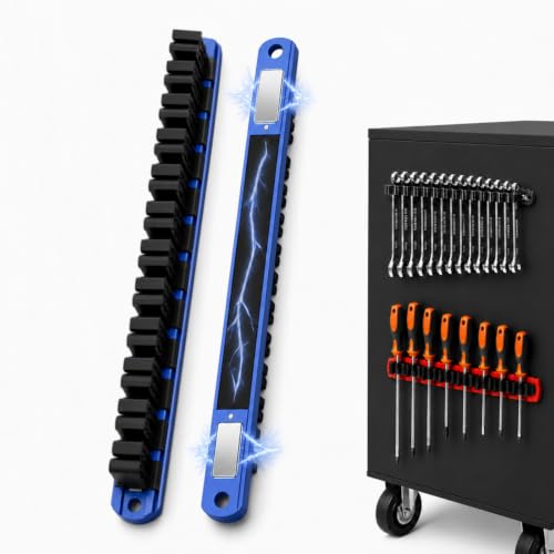 Magnetic Wrench and Screwdriver Organizer – Tool Organizer for Workshop & Garage, Heavy‑Duty Magnetic Base for Toolbox Organization, Space‑Saving Tool Rack, Great Gift for Men (1 PCS, Blue Base) - color: Blue