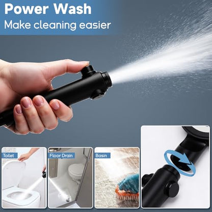 RV Shower Head with Hose, 5+1 Mode High Pressure Replacement with On/Off Switch, Water Saving Motorhome Shower Head for RV/Campervan, Caravan(Black) - color: Black