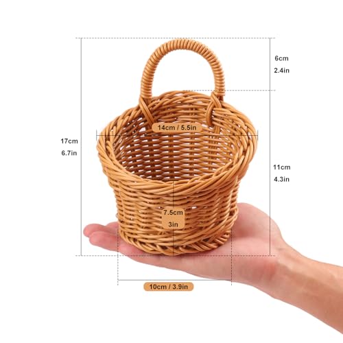 8 Pack 5.5 x 4.3 inch Woven Hanging Fruit Basket, Wall Hanging Wicker Baskets, Wall fruit Wicker Basket for Kitchen, Planter, Vegetable & Fruit, Boho Home Decor - size: 8 Pack 5.5 x 4.3 inch