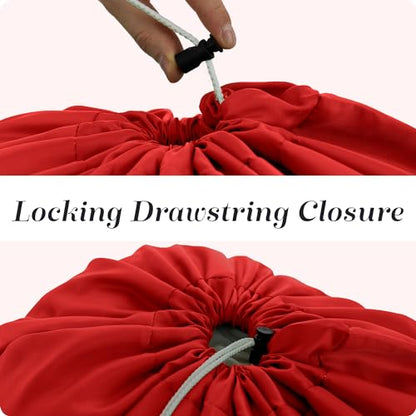 Nylon Laundry Bag - Locking Drawstring Closure and Machine Washable. These Bags will Fit a Laundry Basket or Hamper and Strong Enough to Carry up to Three Loads of Clothes. (Red) - color: Red, size: 22" x 32"