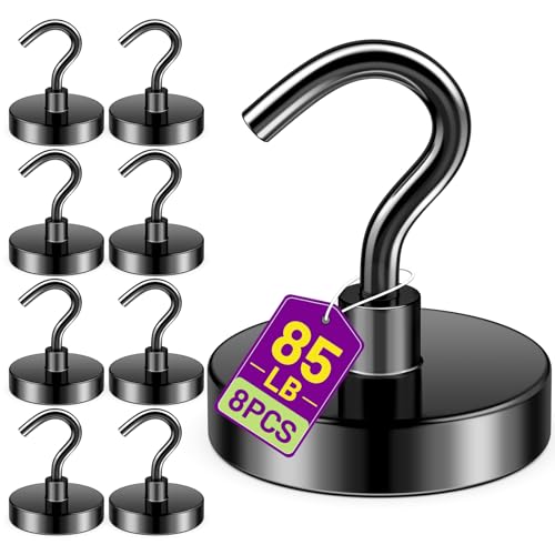 Black Magnetic Hooks, 85lbs Magnet Hooks for Hanging Mugs, Magnetic Key Holder for Fridge, Magnets for Classroom, Grill, Camper Accessories, Beach Vacation Essentials, Office Supplies, 8 Pack - color: Black, size: 0.98 inches