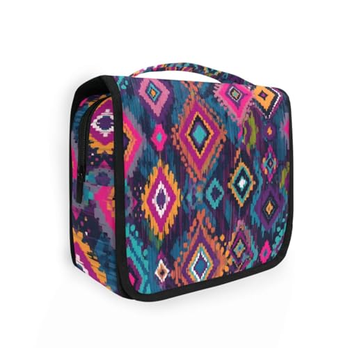 Boho Aztec Hanging Toiletry Makeup Bag Travel Organizers Toiletries Cosmetics Bag for Women Men - color: Aztec