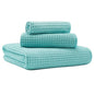 MICROFI Microfiber Waffle Bath Towels, 3 Pieces, Oversized, Soft, Absorbent, Fast Drying, Lint Free, Includes Bath, Face and Hand Towels 430 GSM - color: Turquoise