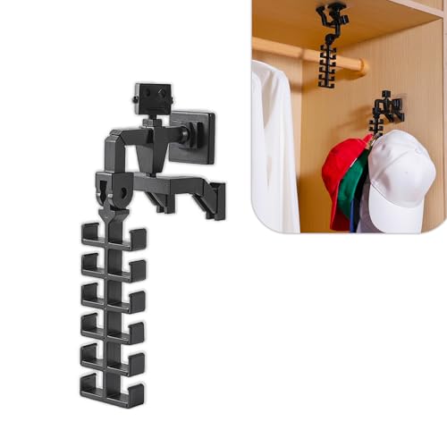 Baseball Hat Organizer | Adjustable Hat Holder for Closet & Hat Holder on Wall for Caps, Toys, Belts, Purse | Adhesive Hat Hooks for Wall & Closet Holds 12 Caps | Hat Hangers for Closets - style: F