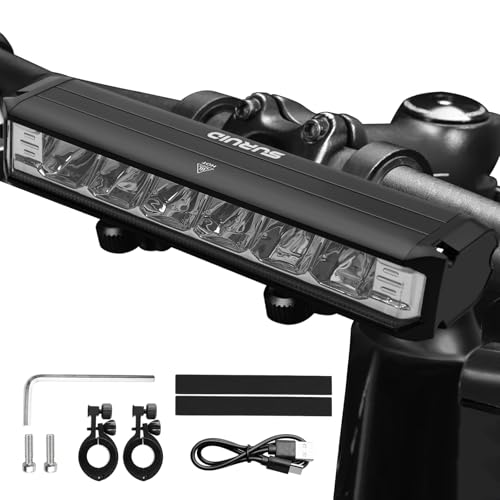 Suruid Super Bright LED Bike Light, USB Rechargeable Bicycle Headlight, Waterproof Bike Headlight, Waterproof Bike Headlight,Daytime Running Light,MTB Off-Road Cycling Commuting - style: 1800lumen