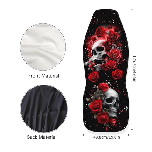 Bulopur Halloween Auto Seat Covers Front Seats Gothic Skull and Red Rose Car Seat Covers Set Car Accessories Interior Highback Bucket Covers for Most Cars - color: Gothic Skull and Red Rose