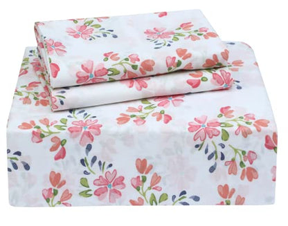 RUVANTI 100% Cotton Percale Sheets Queen Size, Bloomex | Crisp Cooling, Deep Pocket 16", Soft Breathable & Durable, Hotel-Style, 4 Piece Set - color: Bloomex, size: Queen