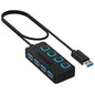 SABRENT 4-Port USB 3.0 Hub with Individual LED Power Switches - Slim, Portable Design - 2 Ft Cable - Fast Data Transfer - Compatible with Mac & PC (HB-UM43) - color: Black
