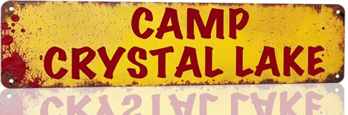 Horror Decor Camp Crystal Lake Street Sign Vintage Metal Tin Signs Horror Movie Decor Halloween Posters Man Cave For Home Kitchen Bathroom Wall Decorations 16x4 Inches - color: O