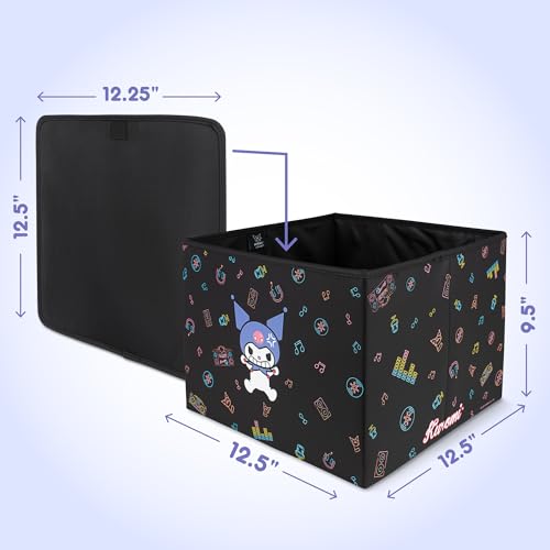 Sanrio Kuromi Car Trunk Organizer and Storage Bin - Collapsible Simple Compartment Convenient Heavy Duty, Fold Up for Easy Storage Box, Automotive Seat Cargo for Groceries Tools - 12.5L x 12.5W x 9H - style: Organizer Kuromi