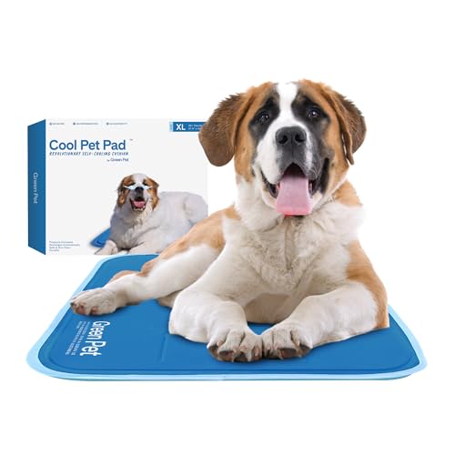 The Green Pet Shop Cool Pet Pad - Extra Large, Blue - Self-Cooling, Pressure Activated Mat for Dogs & Cats from 80+ lbs - Non-Toxic Gel, No Water Needed - color: Blue, size: X-Large