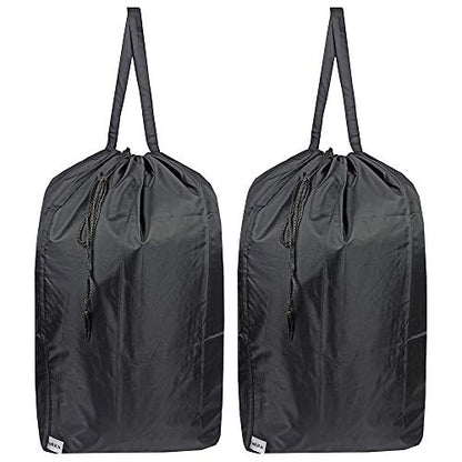 Washable Travel Laundry Bag with Handles and Drawstring (2 Pack), Heavy Duty Large Enough to Hold 3 Loads of Laundry, Fit a Laundry Basket or Clothes Hamper, 27.5x34.5 in,Black - color: Black (2 Pack)