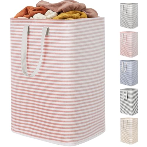 Lifewit 1 Pack Laundry Basket 80L Each, Collapsible Clothes Hamper with Reinforced Handles, Freestanding Waterproof Design for Bedroom and Laundry Room, Pink 80L Total - color: Pink, size: 80L