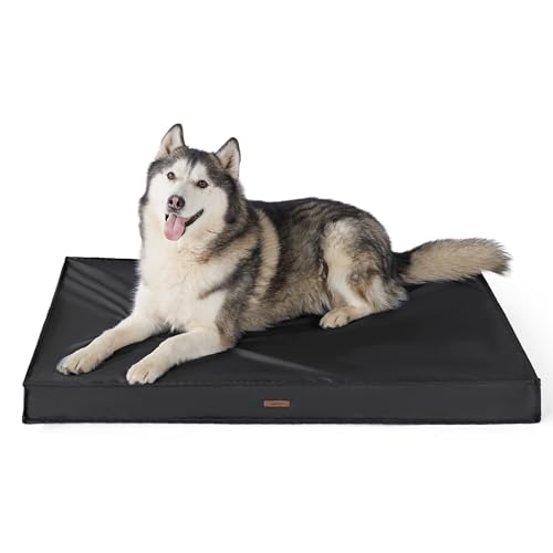 LE SURE Outdoor Waterproof Dog Bed for Extra Large Dogs, Orthopedic Egg Crate Foam Pet Bed with Oxford Fabric Surface and Removable and Durable Cover, Machine Washable, 48''x30'', Black - color: Black, size: 48"L x 30"W x 4"Th