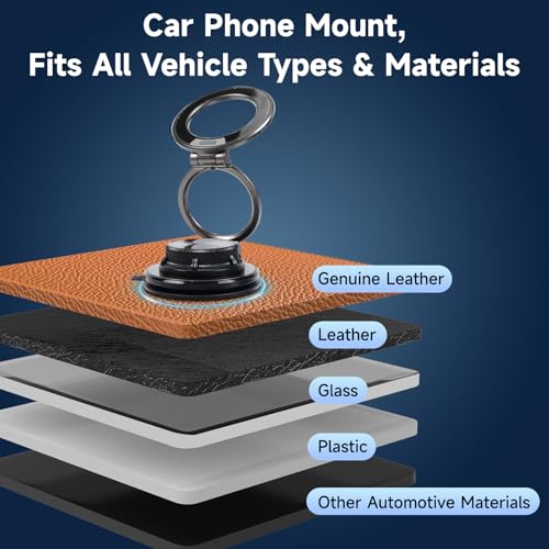 MagSafe Car Phone Holder, Strong Suction Cup 360° Adjustable Magnetic Phone Mount for Dashboard Windshield, Universal Car Phone Stand Compatible with iPhone 17 16 Pro Max and All Smartphones - color: Black