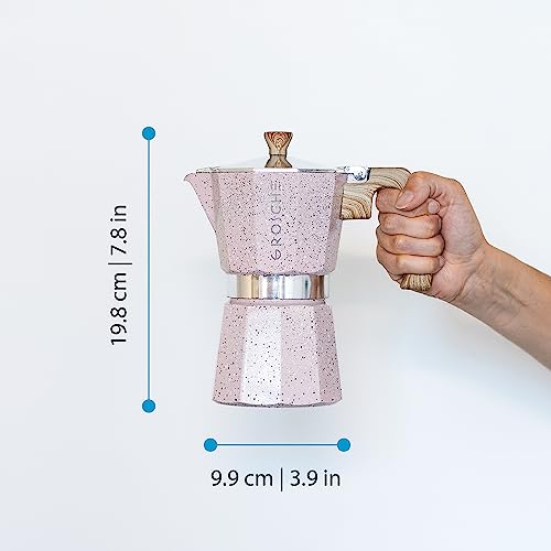 GROSCHE Milano Moka pot, Stovetop Espresso maker, Greca Coffee Maker, Stovetop coffee maker and espresso maker percolator (Pink, 6 cup) - color: Pink, size: 6 espresso cups