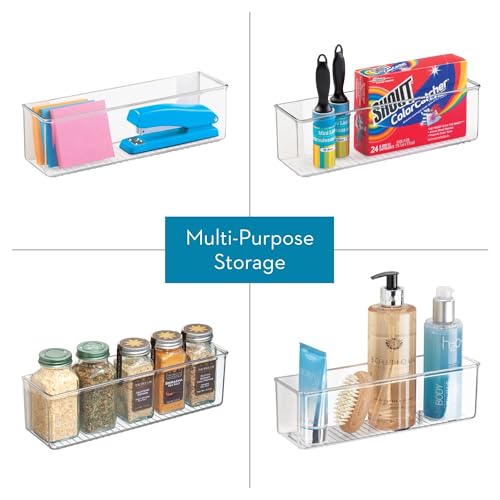 iDesign Adhesive Organizer Bin, Set of 4, Clear | Damage-Free Hanging, For Kitchen, Bathroom, or Office - style: Pack of 4