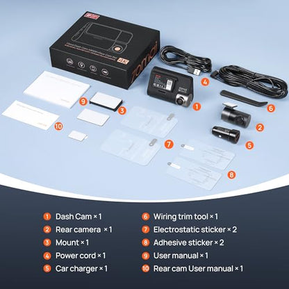 70mai 4K Dash Cam Front and Rear with STARVIS, Dashcam with 5GHz WiFi, GPS Car Camera, Super Night Vision, ADAS, 3'' IPS Screen, 24H Parking Mode, Time-Lapse, Loop Recording, Support 256GB Max (A800S) - size: A800S-1