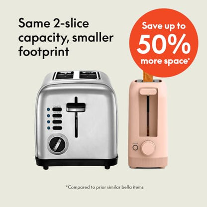 bella 2 Slice Slim Toaster, Fits-anywhere™ Kitchenware, 6 Setting Shade Control with Reheat & Cancel Buttons, Fits sourdough, 10” Long Slot, Anti Jam & Auto Shutoff, 900 Watt, Blossom - color: Blossom, size: 2 Slice